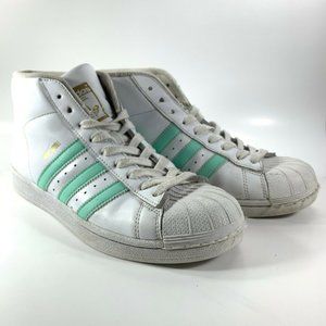 Adidas Pro Model High Tops White Mint Stripes Sz 7